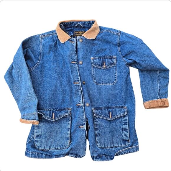 Eddie Bauer Jackets & Blazers - Eddie Bauer Blue Denim Jacket with Tan Accents and removable flannel lining